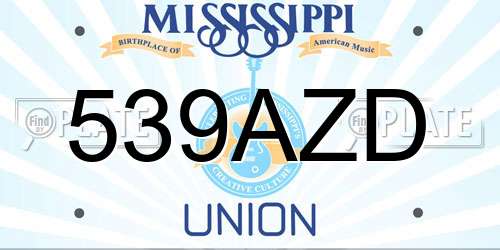539AZD Mississippi License Plate