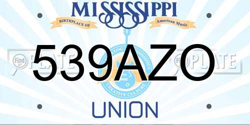 539AZO Mississippi License Plate