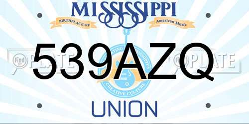 539AZQ Mississippi License Plate