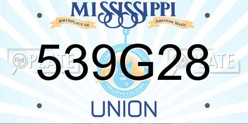 539G28 Mississippi License Plate