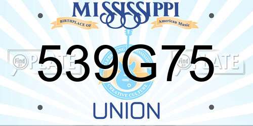 539G75 Mississippi License Plate