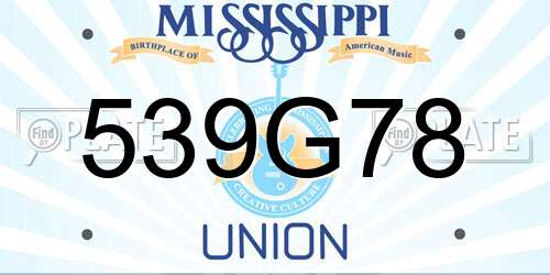 539G78 Mississippi License Plate