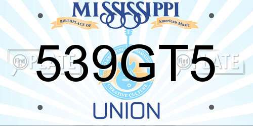539GT5 Mississippi License Plate