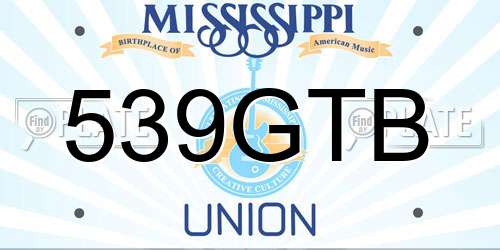 539GTB Mississippi License Plate