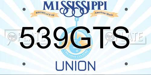 539GTS Mississippi License Plate