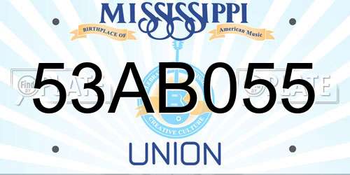53AB055 Mississippi License Plate