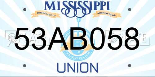 53AB058 Mississippi License Plate