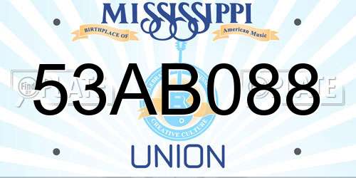 53AB088 Mississippi License Plate