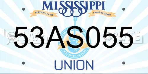 53AS055 Mississippi License Plate