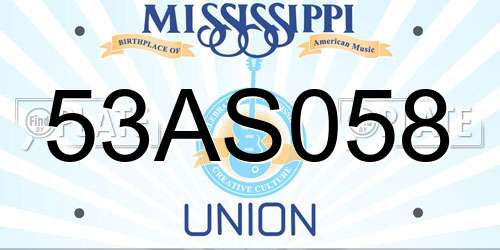 53AS058 Mississippi License Plate