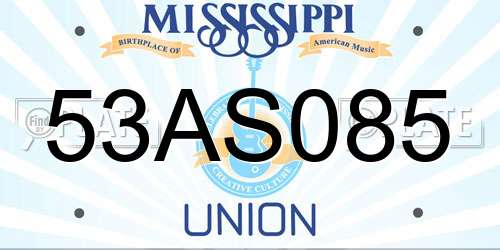 53AS085 Mississippi License Plate