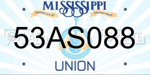 53AS088 Mississippi License Plate