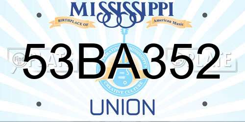 53BA352 Mississippi License Plate