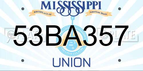 53BA357 Mississippi License Plate
