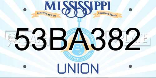 53BA382 Mississippi License Plate