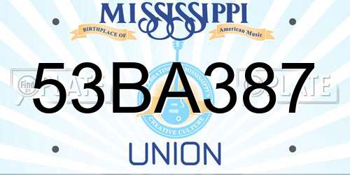 53BA387 Mississippi License Plate