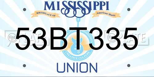 53BT335 Mississippi License Plate