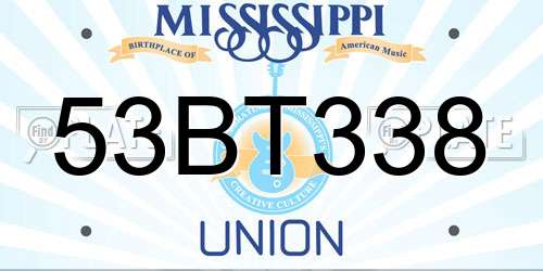 53BT338 Mississippi License Plate