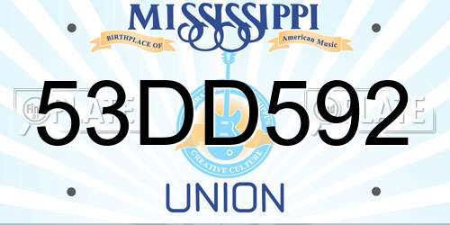 53DD592 Mississippi License Plate