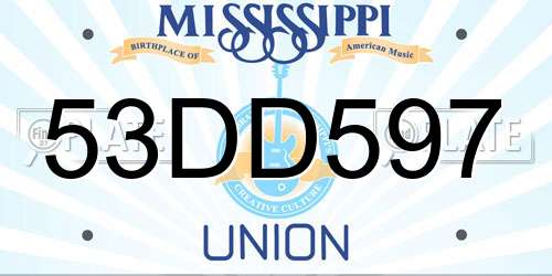 53DD597 Mississippi License Plate