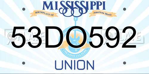 53DO592 Mississippi License Plate