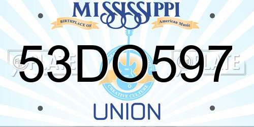 53DO597 Mississippi License Plate