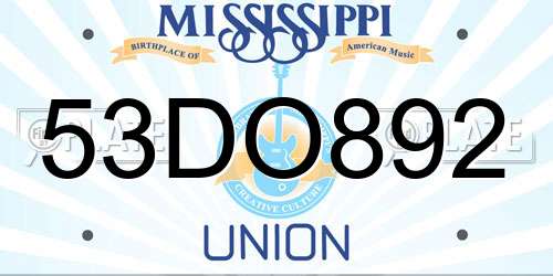 53DO892 Mississippi License Plate