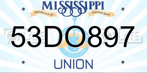 53DO897 Mississippi License Plate