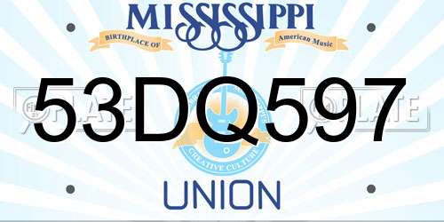 53DQ597 Mississippi License Plate