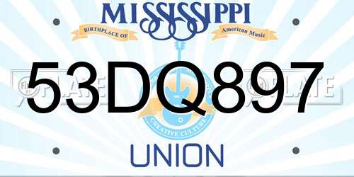 53DQ897 Mississippi License Plate