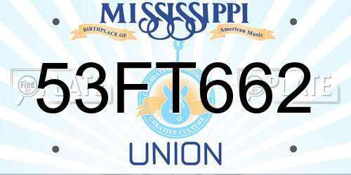 53FT662 Mississippi License Plate