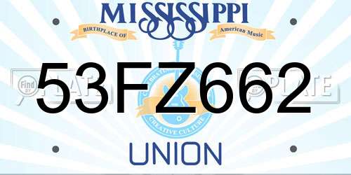 53FZ662 Mississippi License Plate