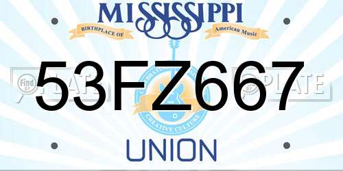 53FZ667 Mississippi License Plate