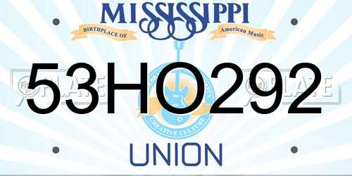 53HO292 Mississippi License Plate