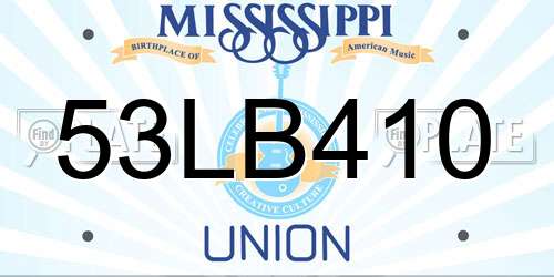 53LB410 Mississippi License Plate