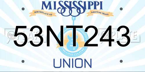 53NT243 Mississippi License Plate