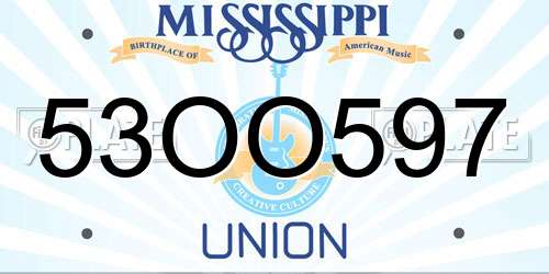 53OO597 Mississippi License Plate