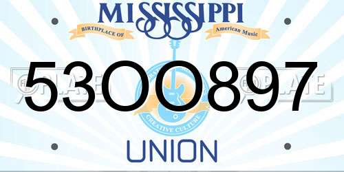 53OO897 Mississippi License Plate