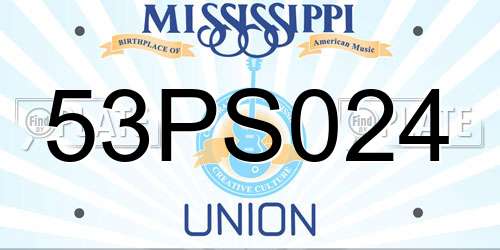 53PS024 Mississippi License Plate