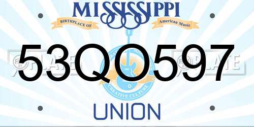 53QO597 Mississippi License Plate