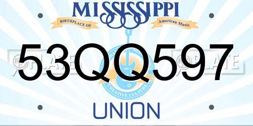 53QQ597 Mississippi License Plate