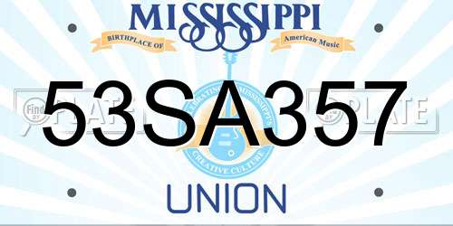 53SA357 Mississippi License Plate