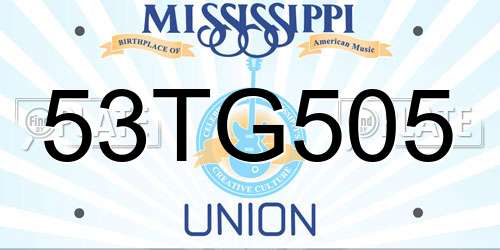 53TG505 Mississippi License Plate