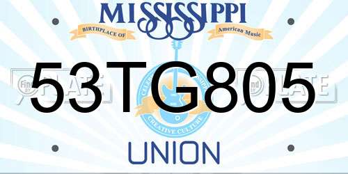 53TG805 Mississippi License Plate