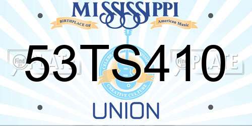53TS410 Mississippi License Plate