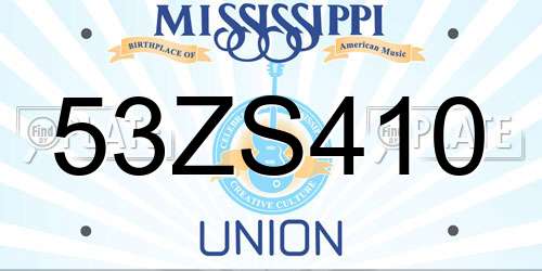 53ZS410 Mississippi License Plate
