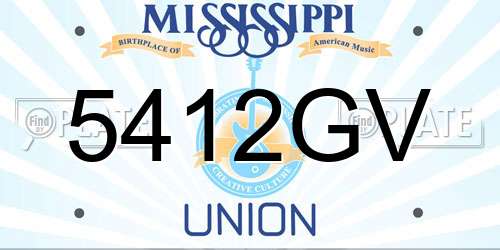 5412GV Mississippi License Plate