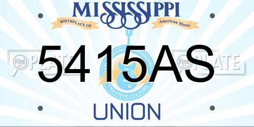 5415AS Mississippi License Plate