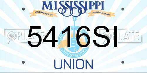 5416SI Mississippi License Plate