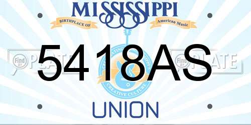 5418AS Mississippi License Plate